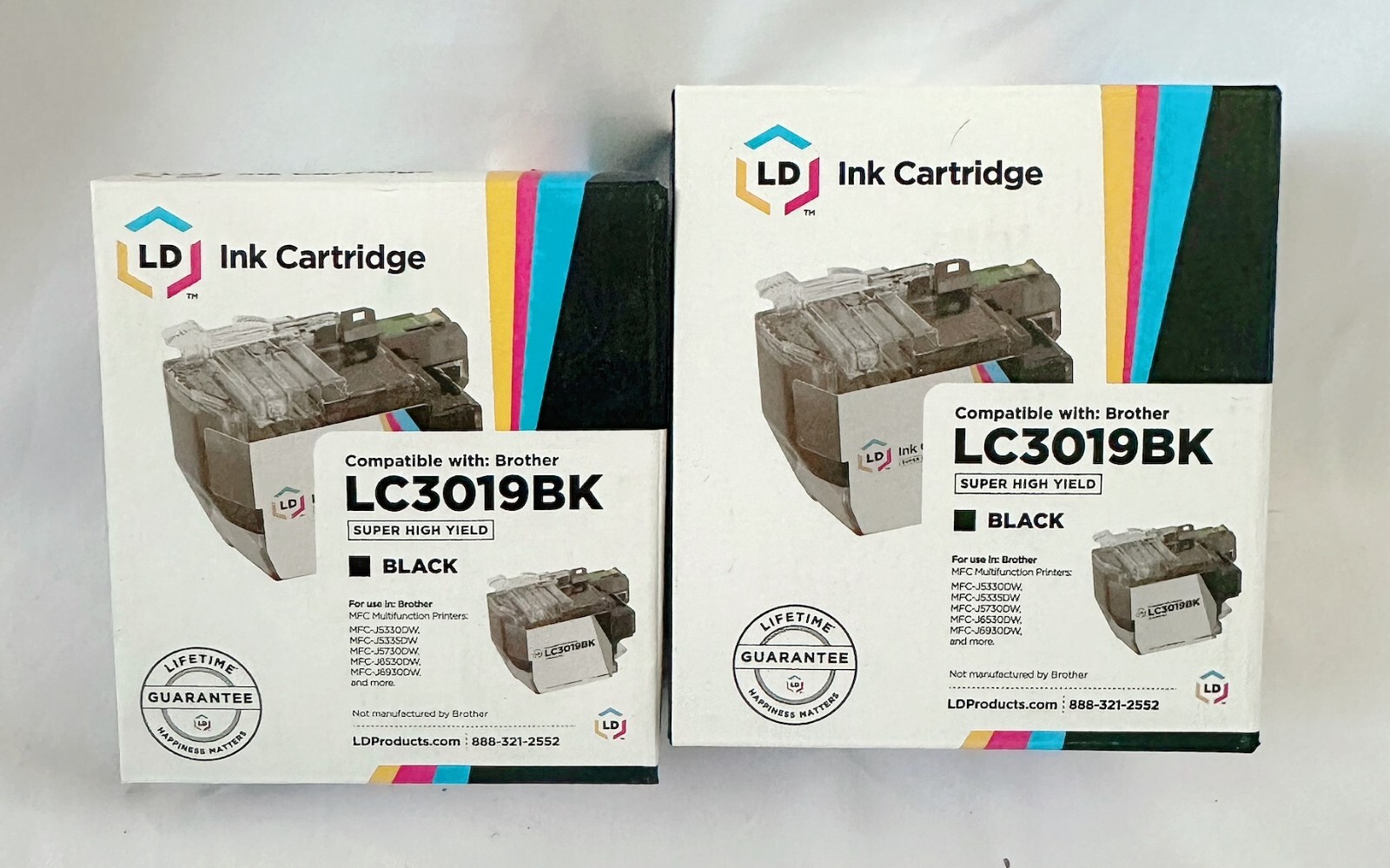 Brother LC3019BK Ink Cartridge Lot of 2 High Yield Black Compatible Printer Ink
