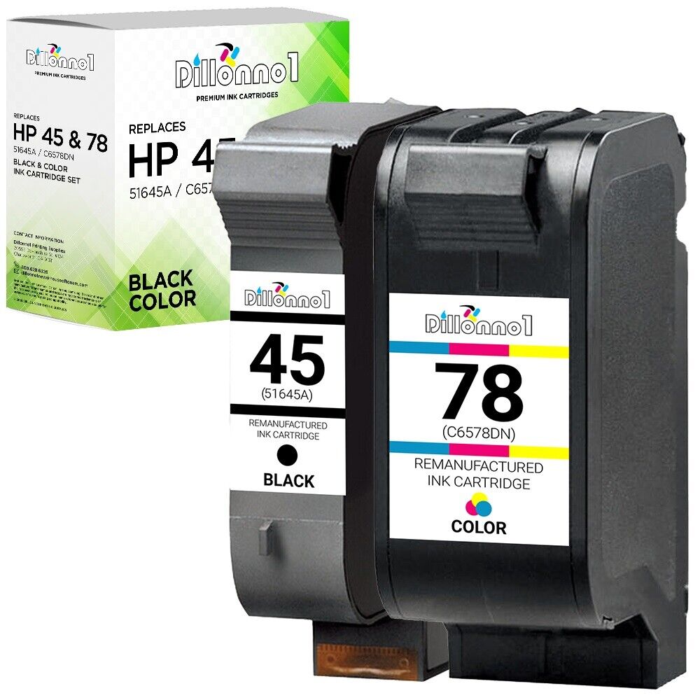 2PK for HP 45 (51645A) Black & 78 (C6578DN) Color Color Copier 180 190 280 290