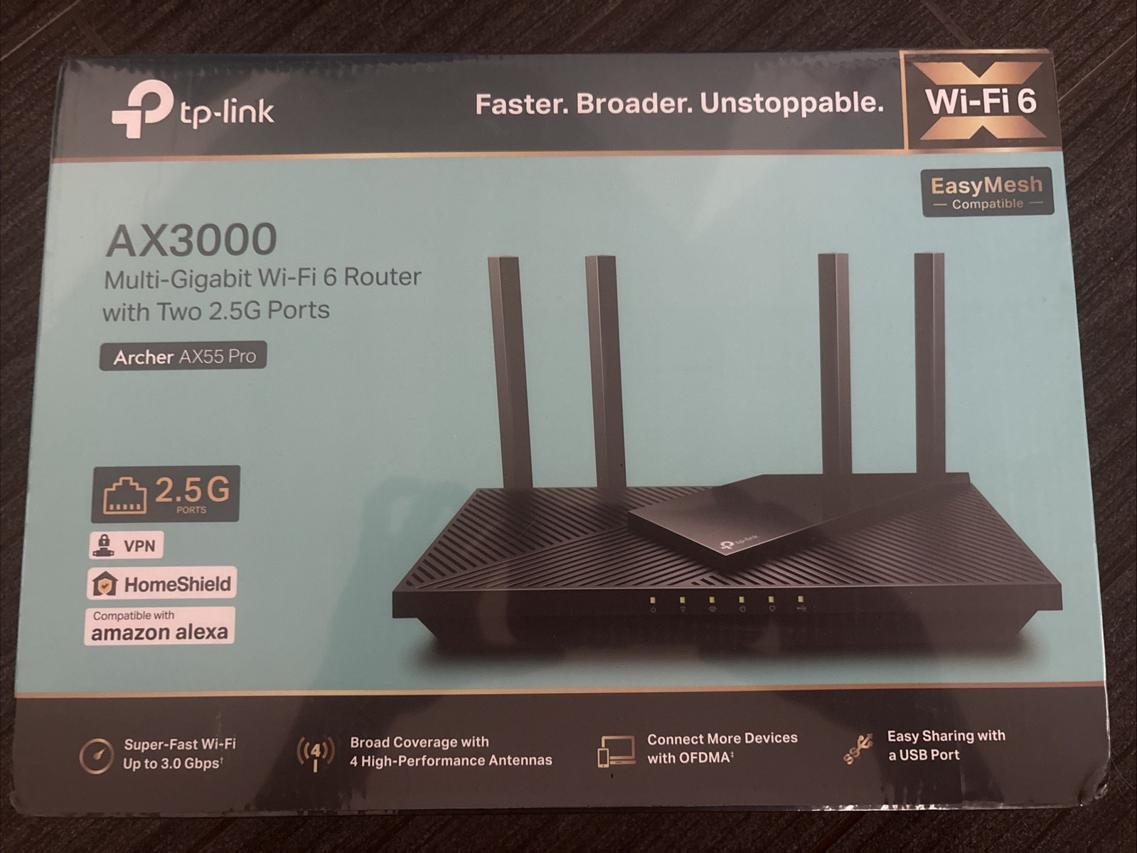 TP-LINK Archer AX55 Pro AX3000 Wi-Fi 6 Multi-Gig 2.5Gbps 4-Port VPN BNIB