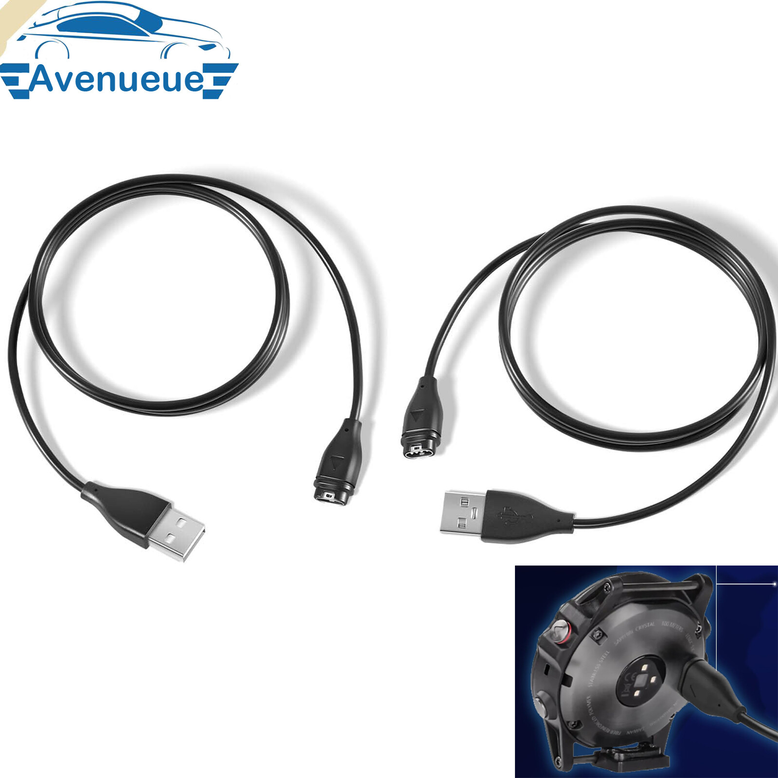 010-12491-01 USB Charger Cable Fits for Garmin Multiple Watch Devices (2 Pack)