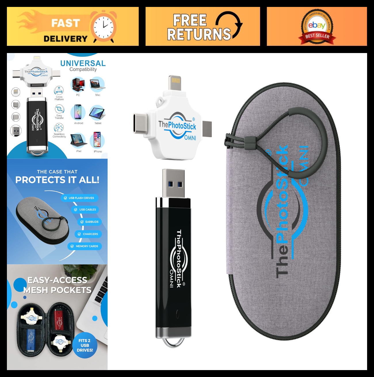 128GB Photo & Video Backup Stick + Protective Case | USB & Multiport Connection