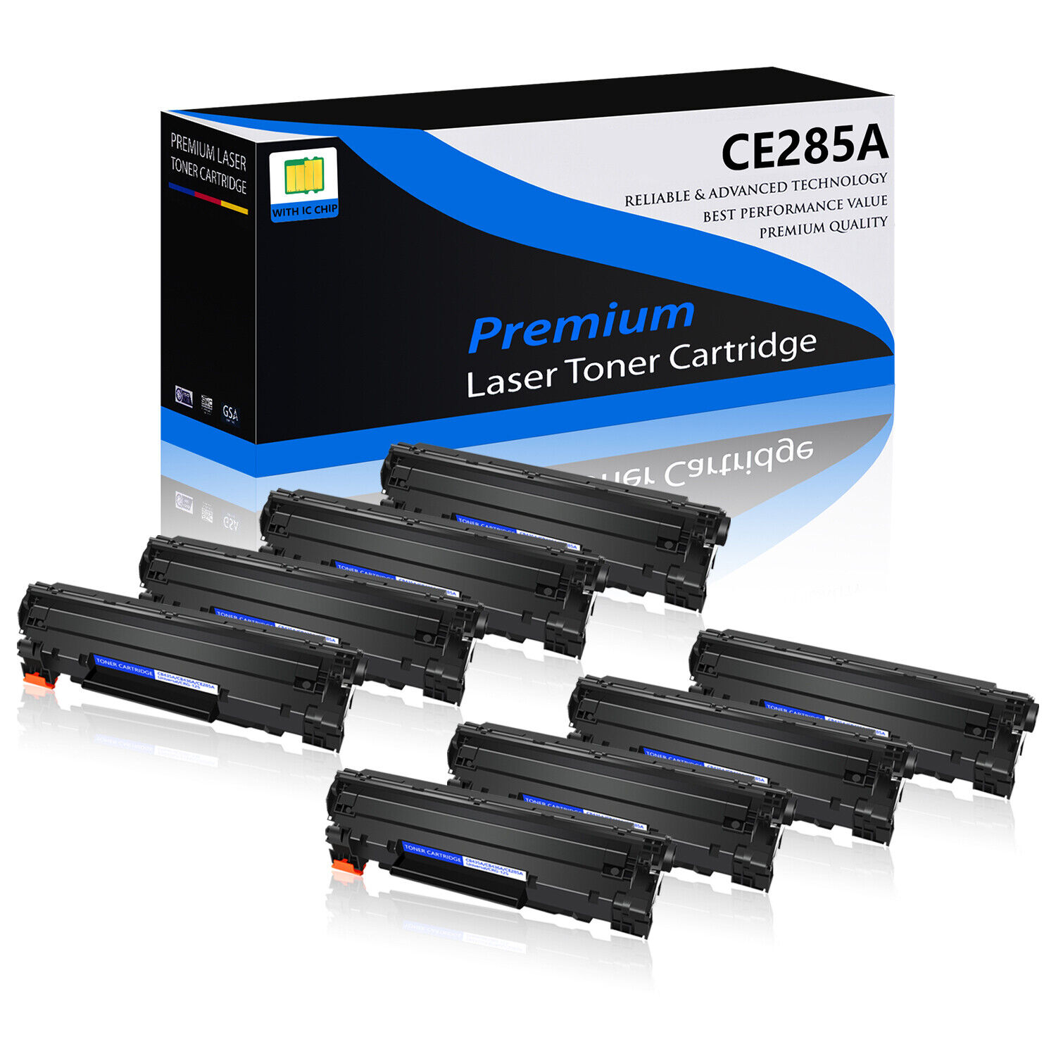 8PK Black CE285A 85A Toner Cartridge for HP LaserJet P1102W M1217nfw MFP Printer