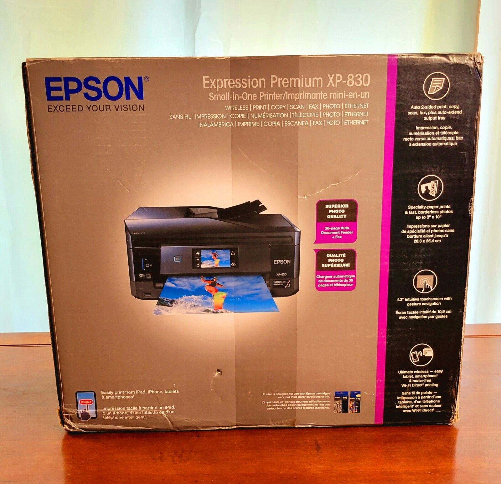 Epson Expression Premium XP-830 All-in-One Deluxe Print Scan - Open Box