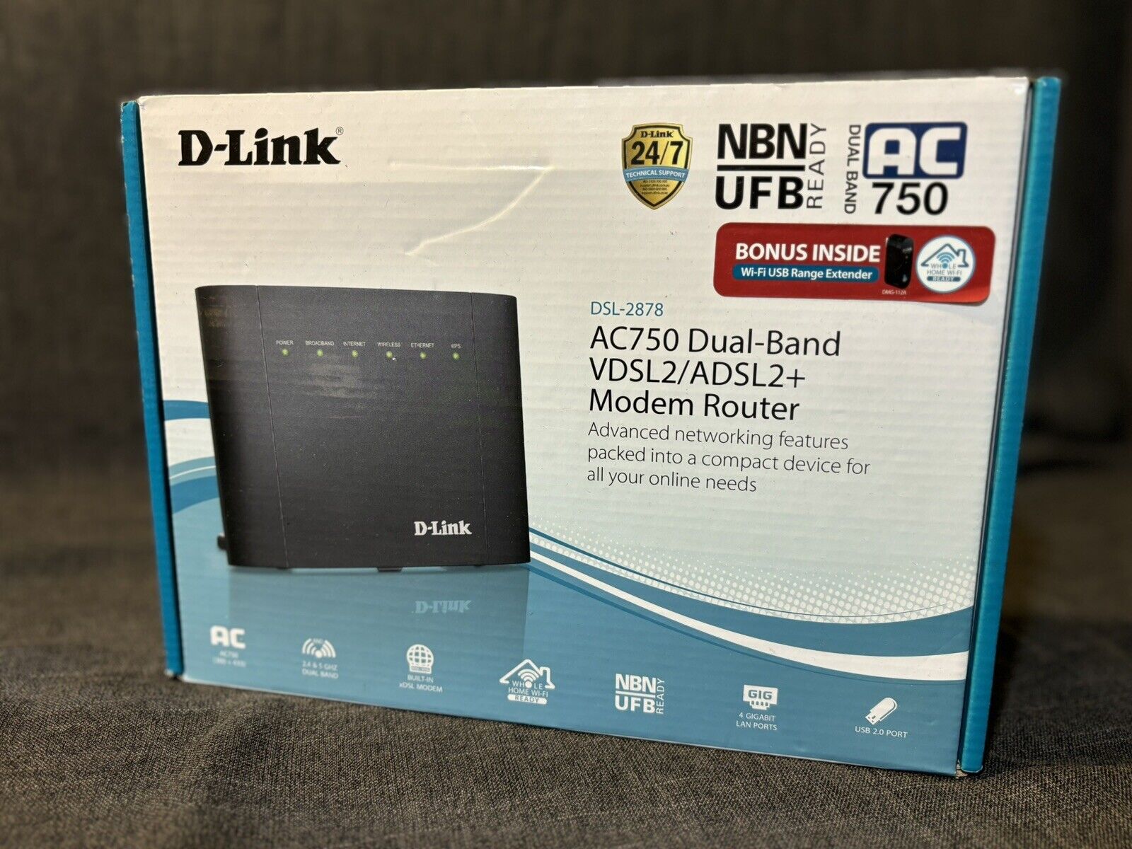 D-Link DSL-2878 AC750 Dual Band VDSL2/ADSL2+ Modem Router With Wifi Extender