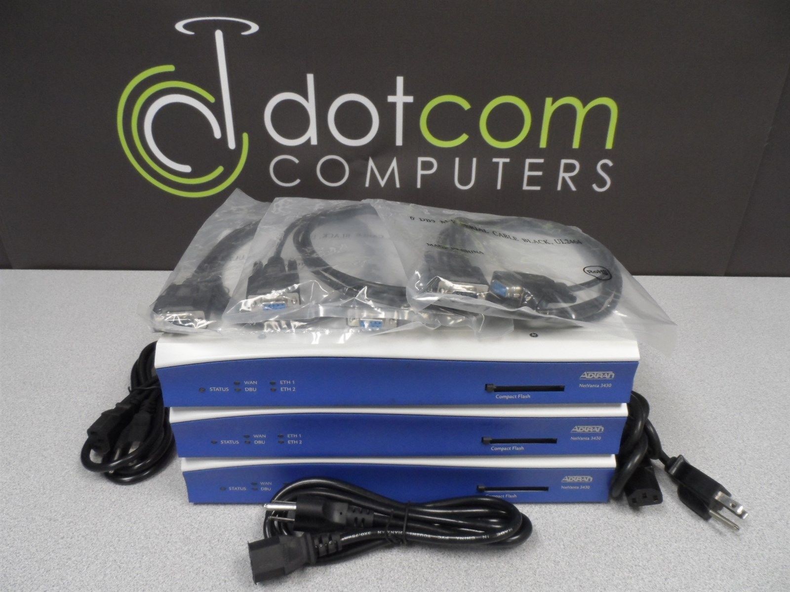 Adtran NetVanta 3430 1200820E1 1200861L1 WAN-DSS Power Cord Console Cabl  Lot 3x