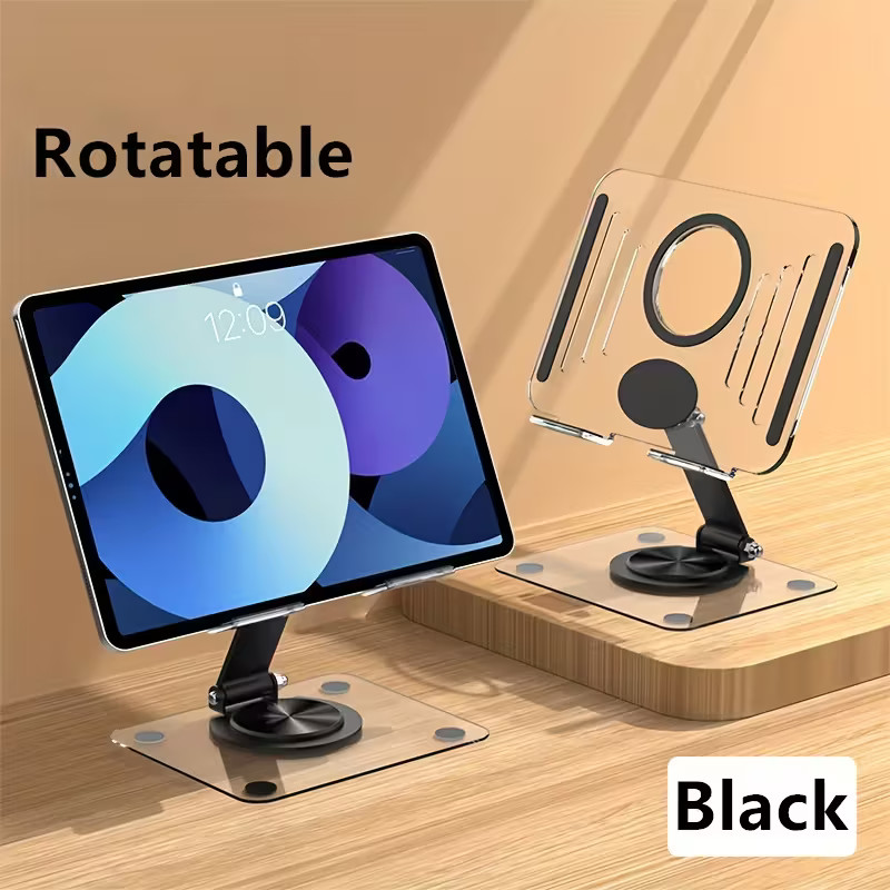 Adjustable, Ergonomic 360° Rotating Acrylic Tablet & Laptop Stand | Foldable