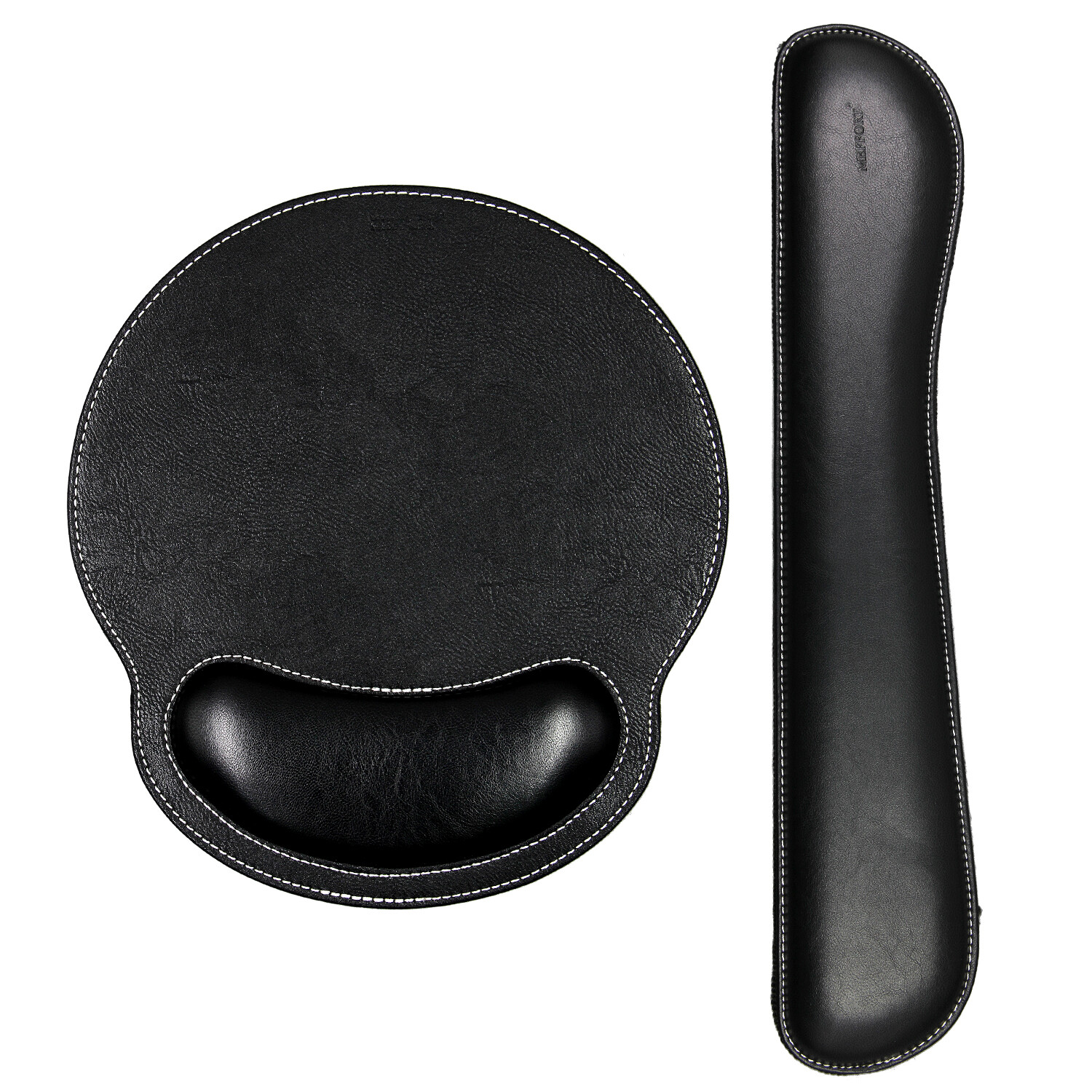 Leather Square Mouse Pad Wrist Support & Leather Keyboard Wrist Pad - Bundle 