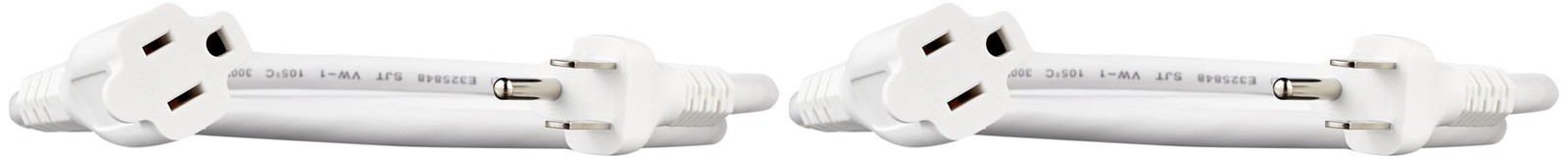 Amazon Basics Extension Cord 3-Prong Outlet Extender 3ft White 2-Pack