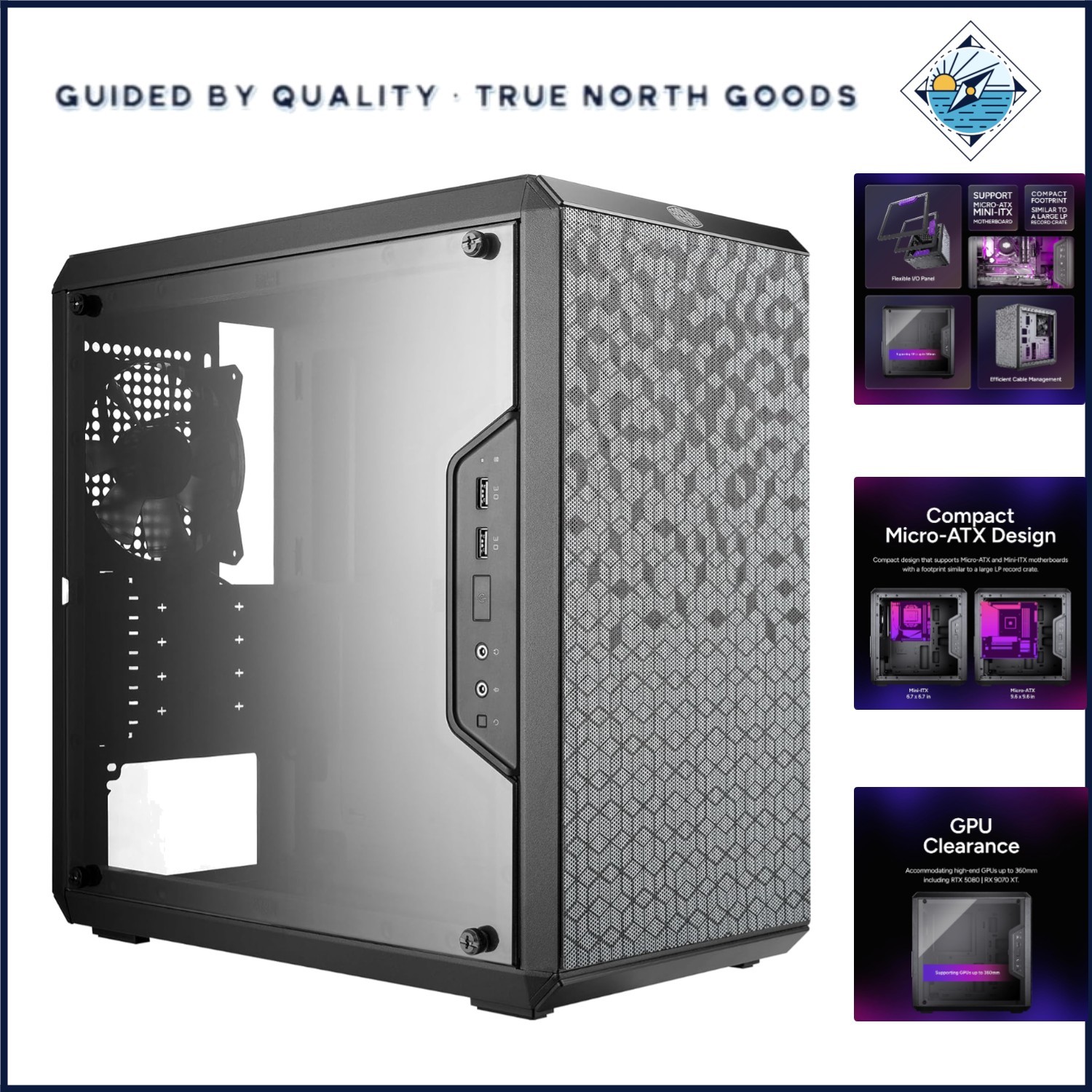 Mini-ITX Compatible Case with Bottom Mount Power Supply and Adjustable Features