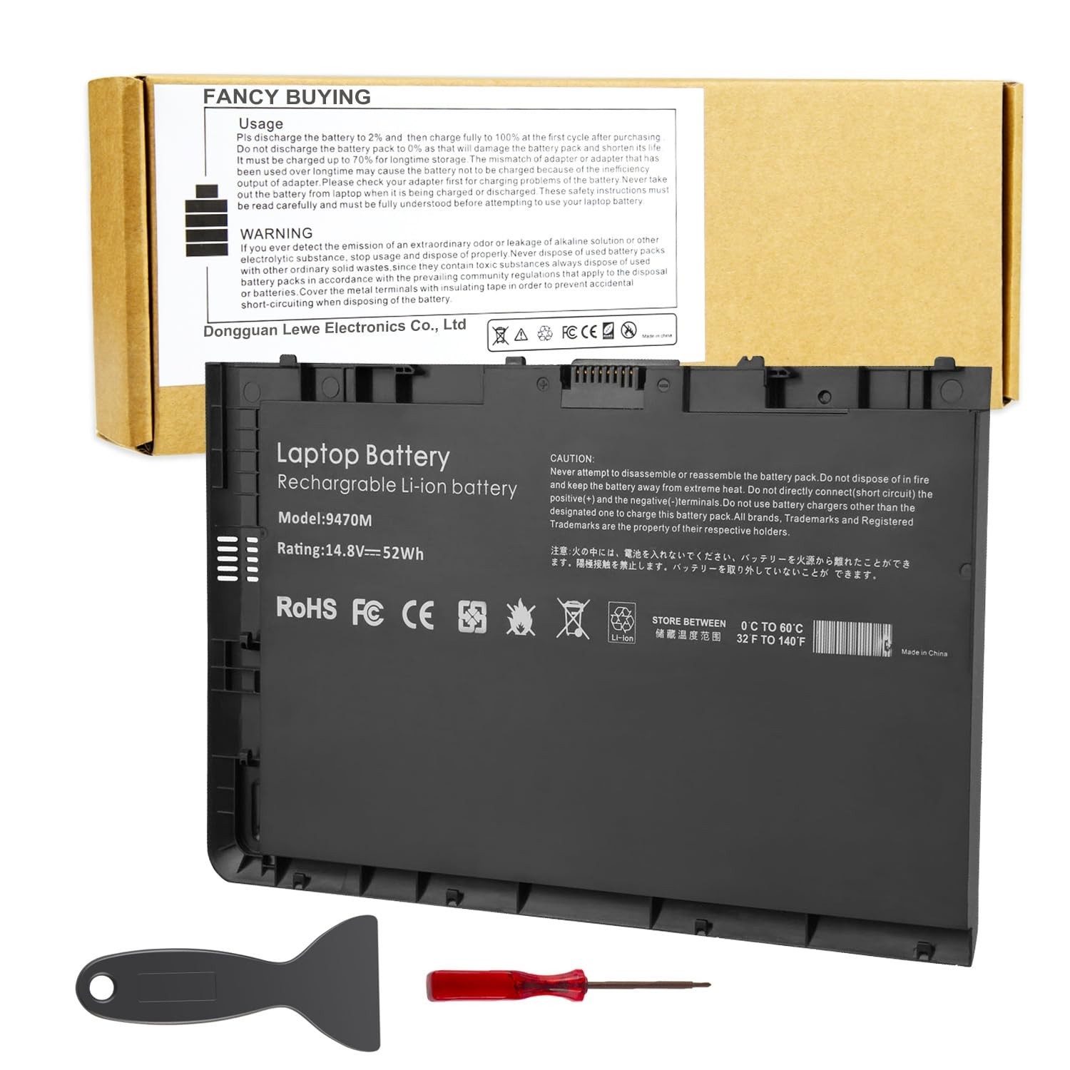 High-Capacity 14.8V 52WH Notebook Battery for HP EliteBook 9470M 9480m Ultrabook