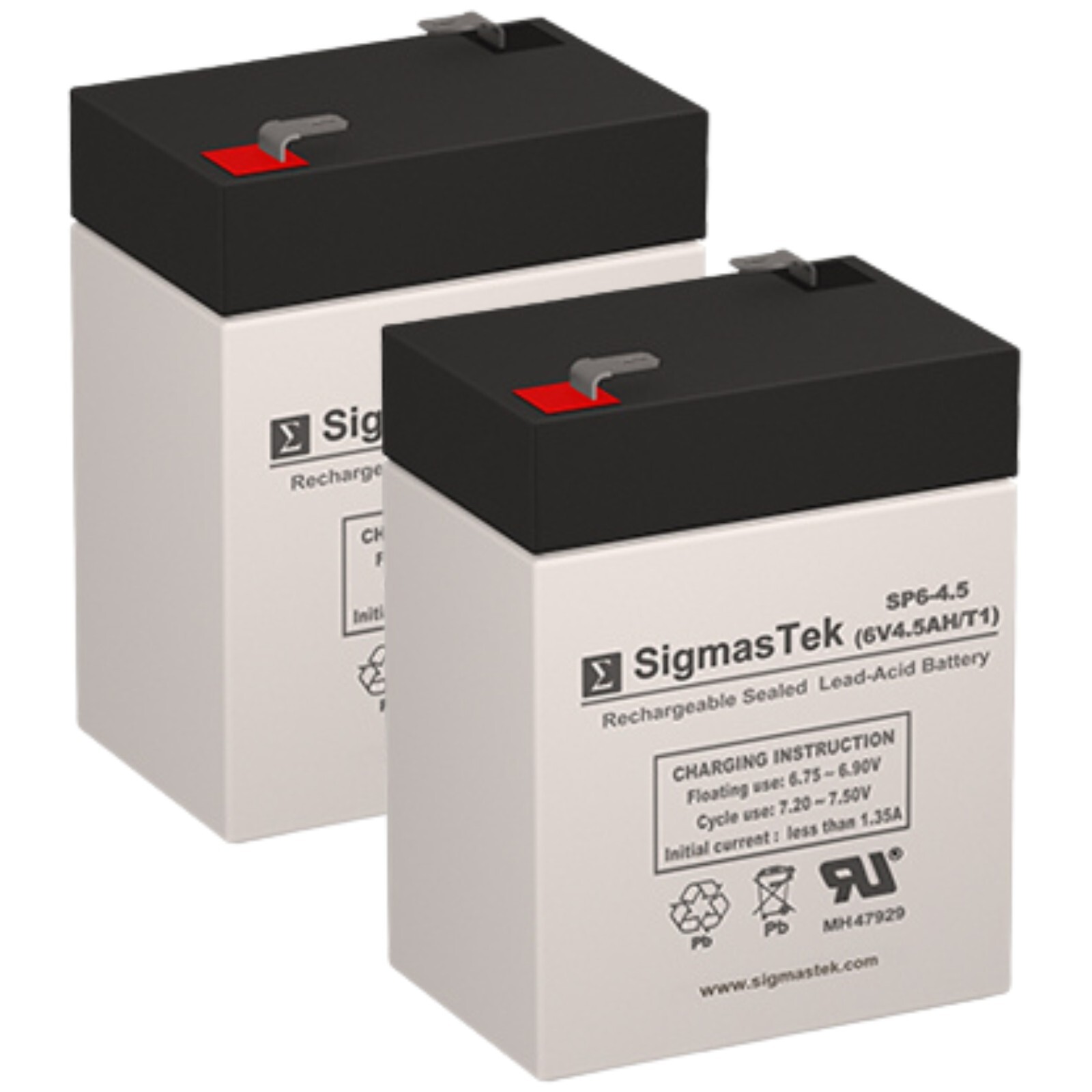 SigmasTek 6V 4.5Ah F2 SLA Rechargeable Battery Replacement Set of 2 for APC RBC1
