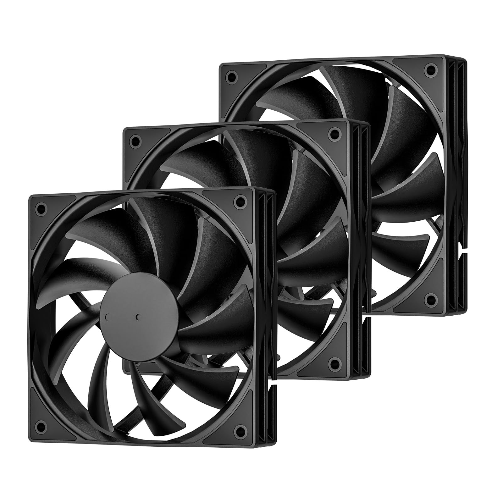 DARKROCK 3-Pack 120mm Black Computer Case Fans High Performance Cooling Low...