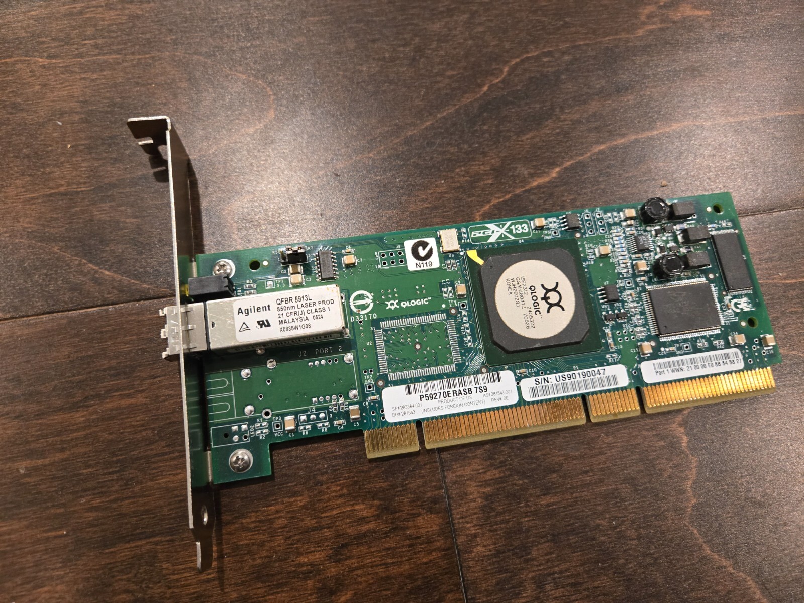 Qlogic QLA2340 Single Port 2GB Fibre Channel PCI X 133 HBA Card 283384-001