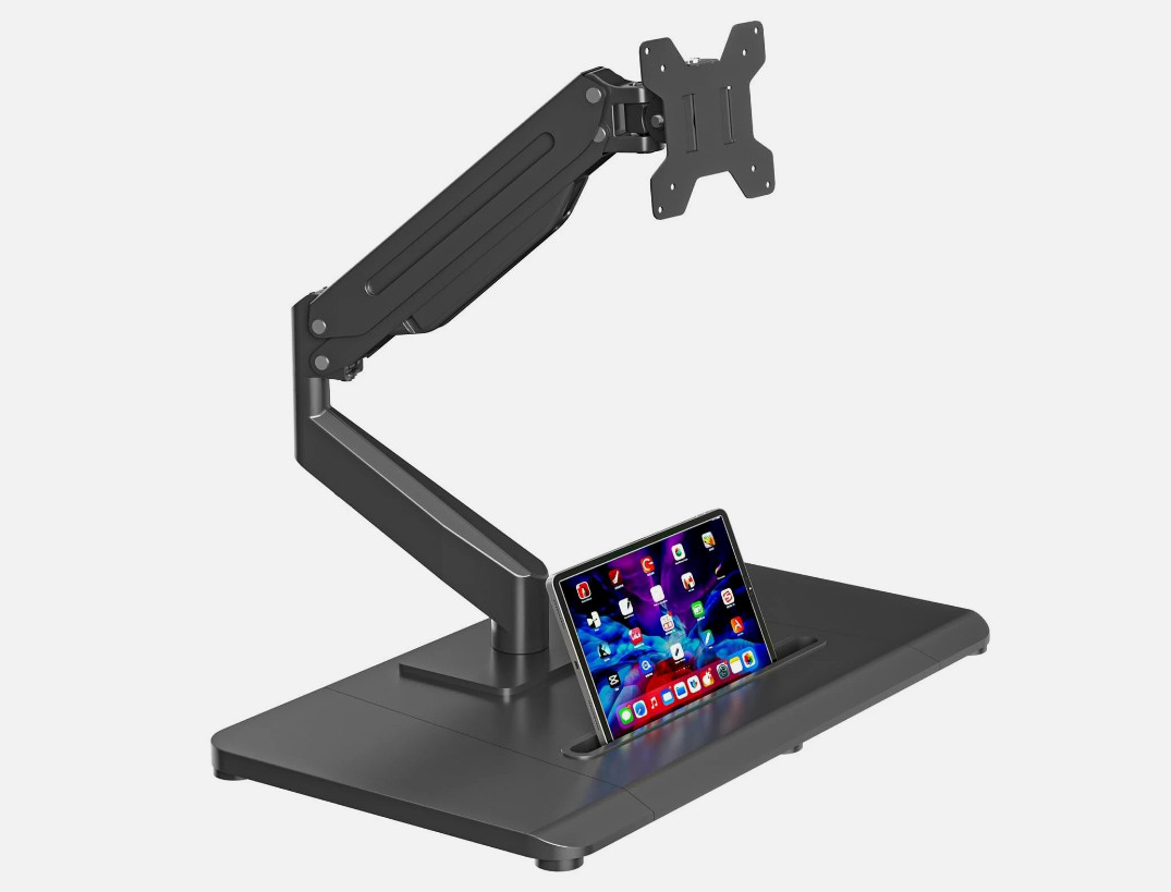 Gas Spring Single Monitor Desk Mount with Base – Suptek Stand VESA 75/100