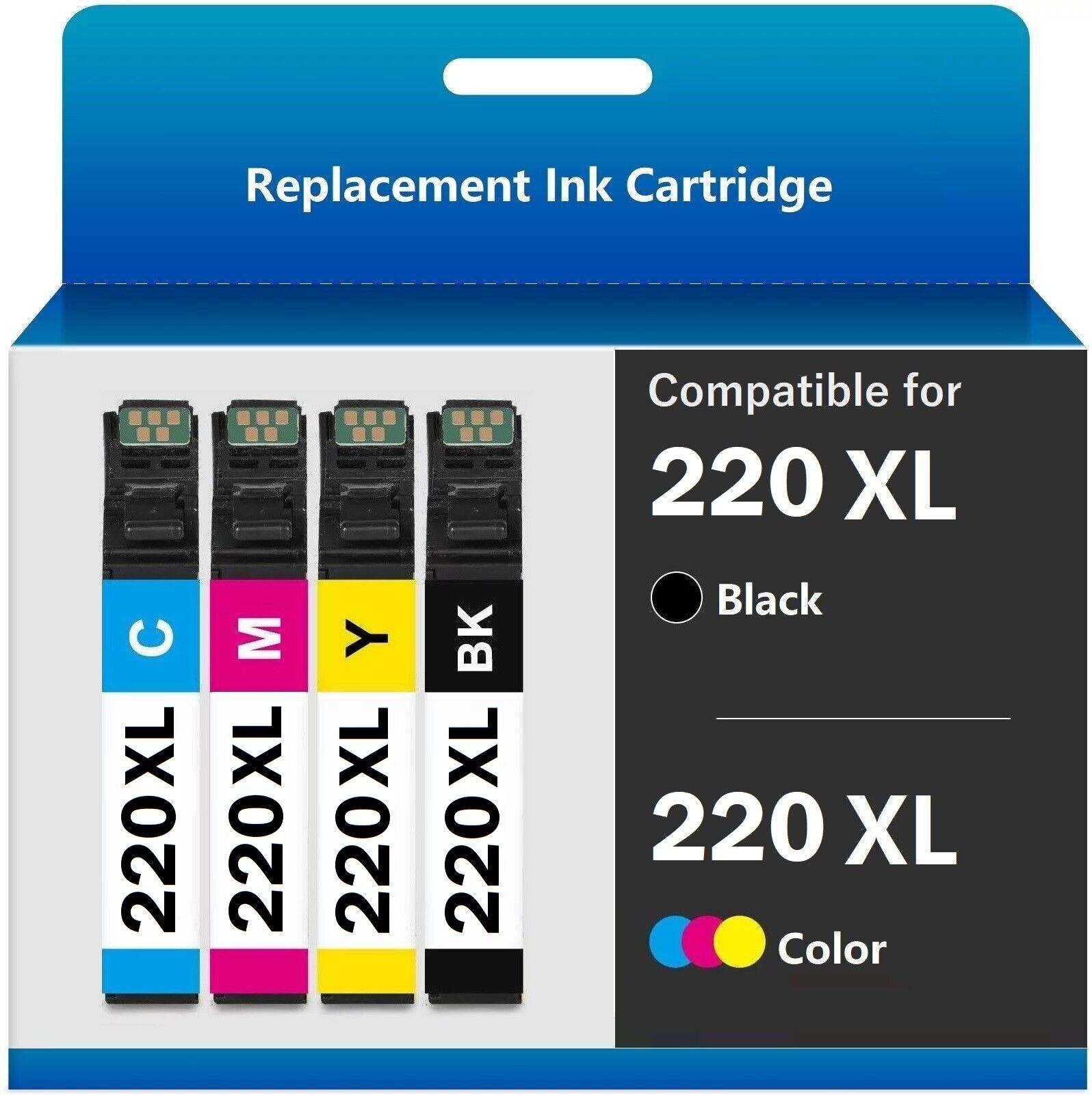 Replacement Ink Cartridge T220XL 220 XL for Epson XP320 XP420 XP424 - 4 Pack
