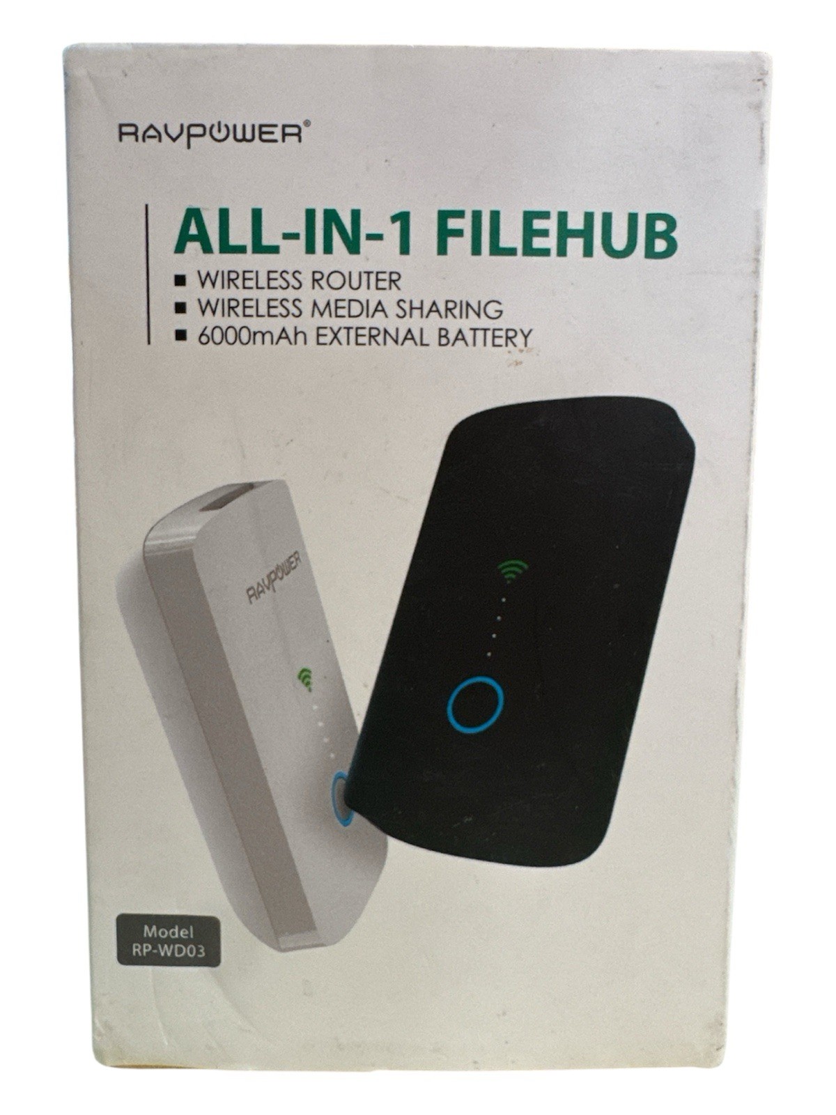 RAVPower FileHub Wireless Router / Power Bank RP-WD03 New ✅