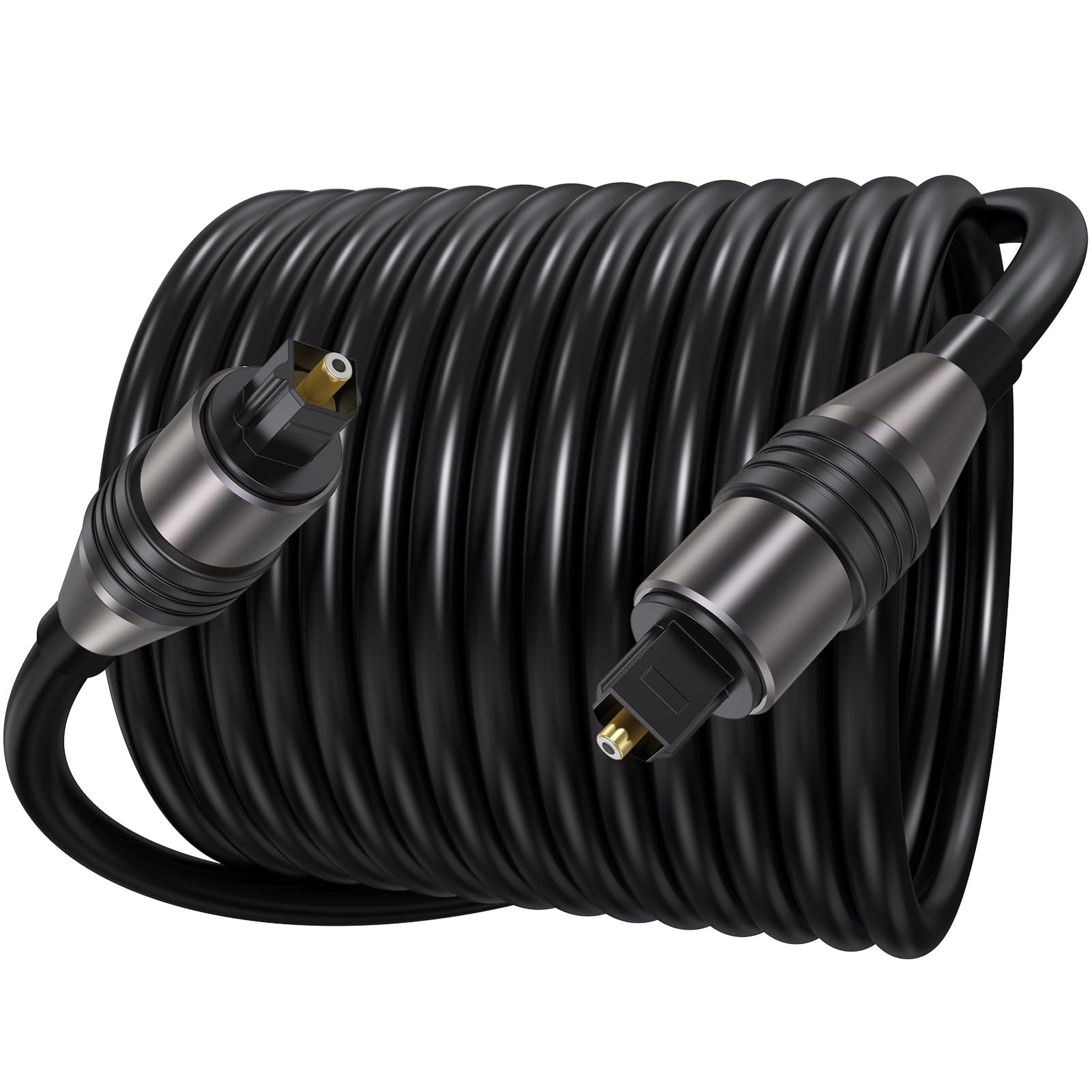 FEMORO Optical Audio Cable 20ft, Fiber Optic Toslink S/PDIF 20 Feet, Black