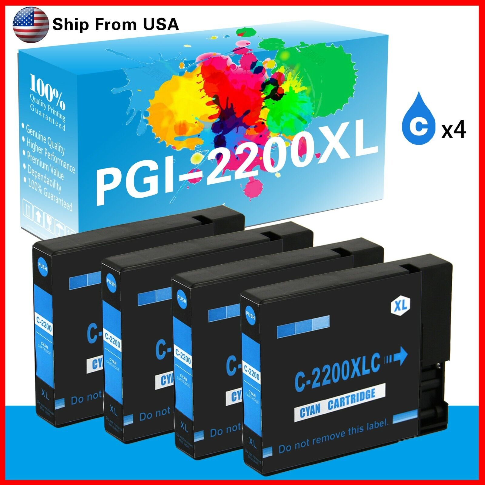 4PK PGI-2200XL PGI2200XL PGI-2200 Ink Cartridge for MAXIFY IB4030 MB5330