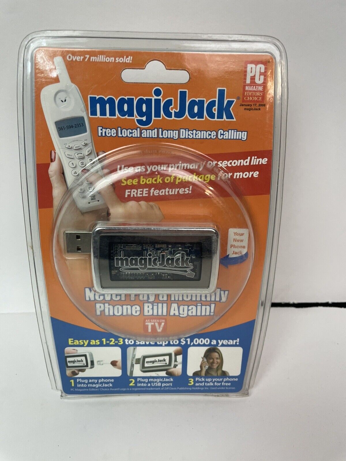 MagicJack A921 USB PC to Phone Jack Free Local Long Distance Magic Jack