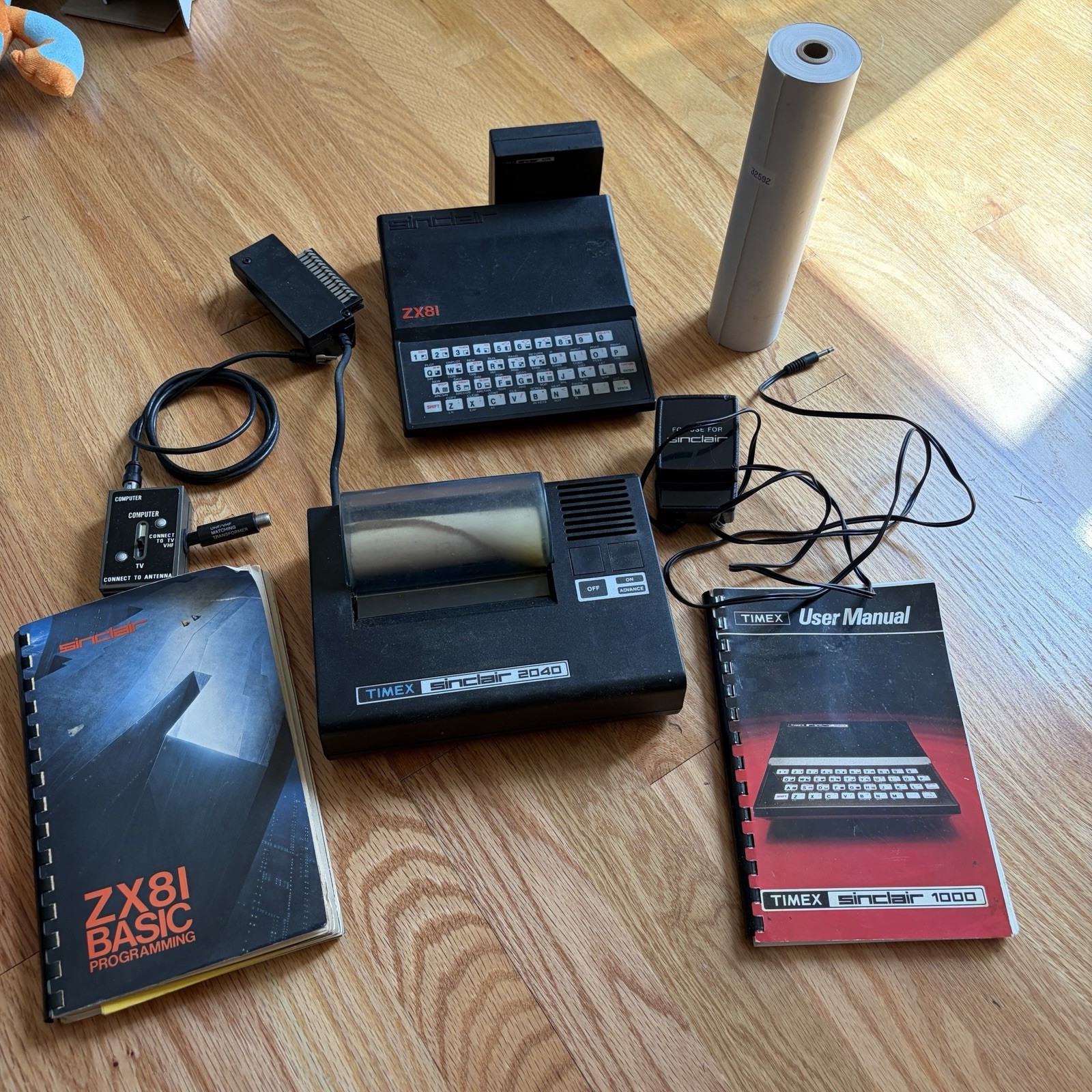 Vintage Sinclair ZX81 Computer, Sinclair 2040, Power Supply, Sinclair 1016