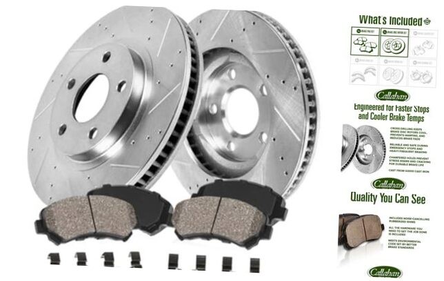 Front Brake Kit for 99-06 Jeep Wrangler TJ Drilled & Slotted Brake Rotors