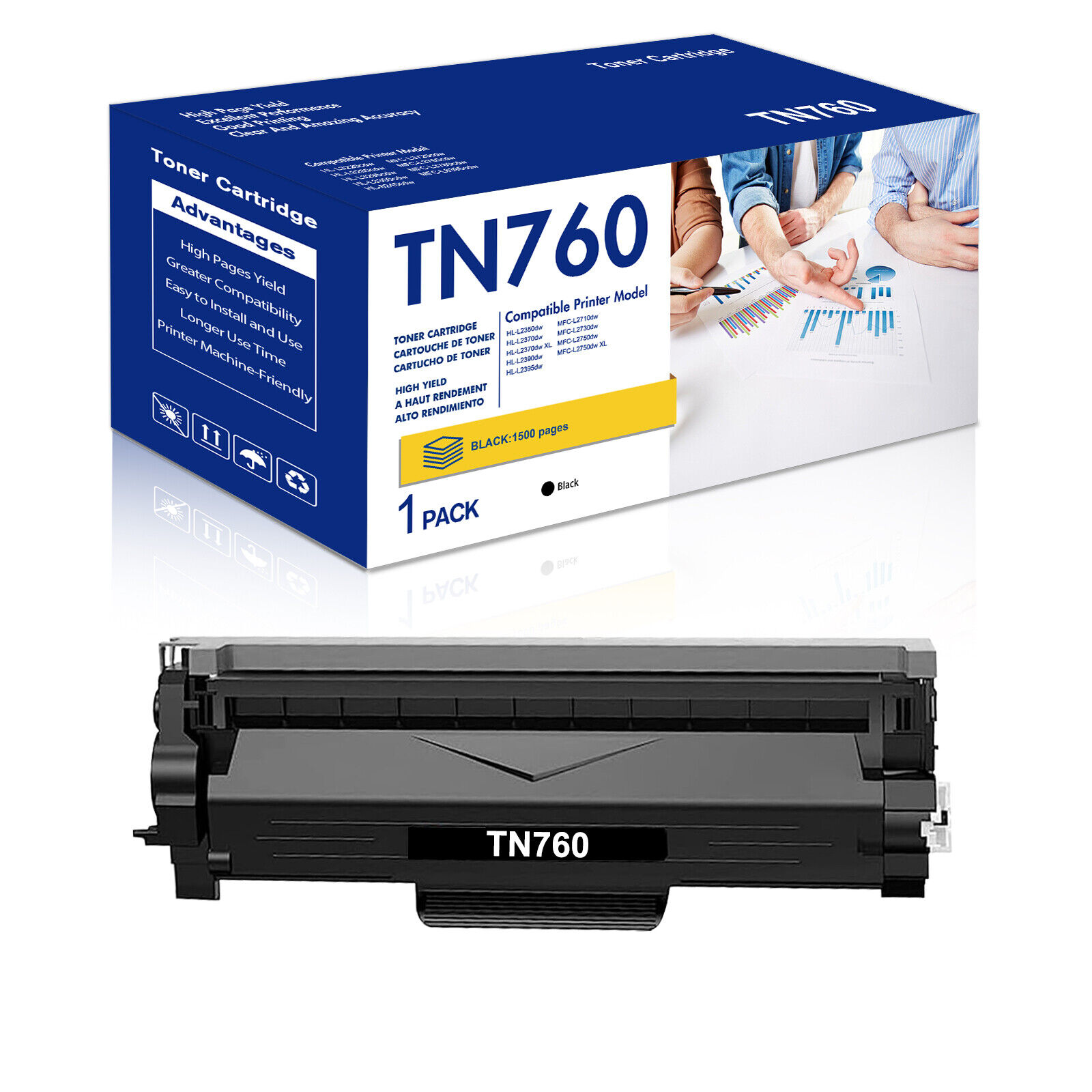 4PK TN760 TN-760 Toner Compatible For Brother HL-L2395DW HL-L2390DW MFC-L2710DW