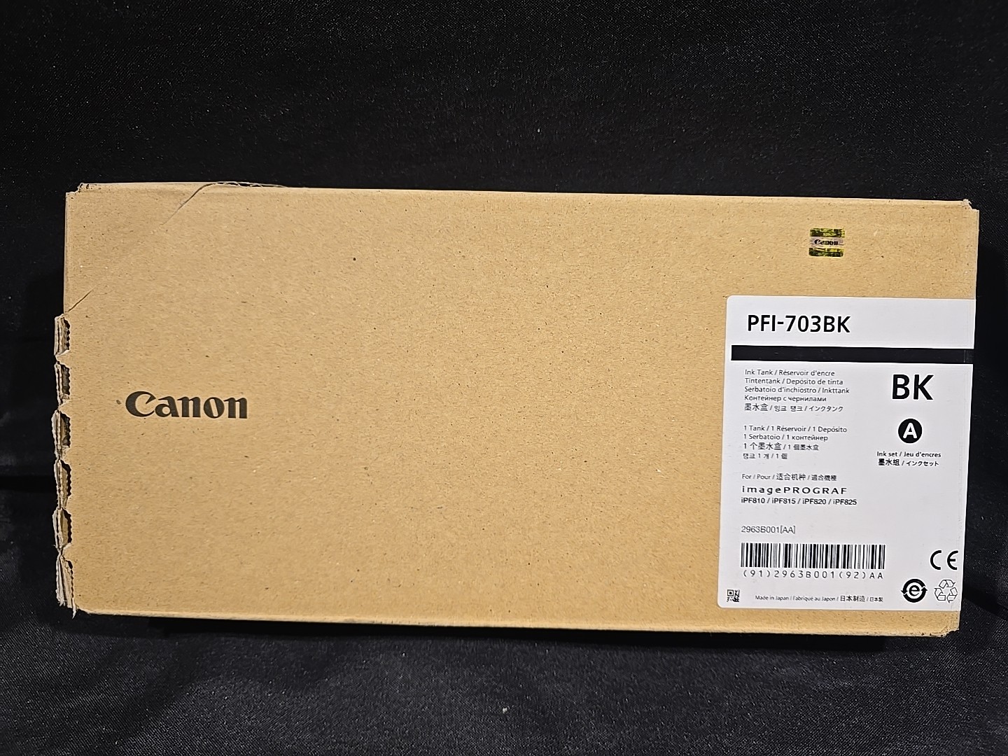 Canon PFI-703BK Black Ink Cartridge 700ml for iPF810 iPF815 iPF820 iPF825 NOS