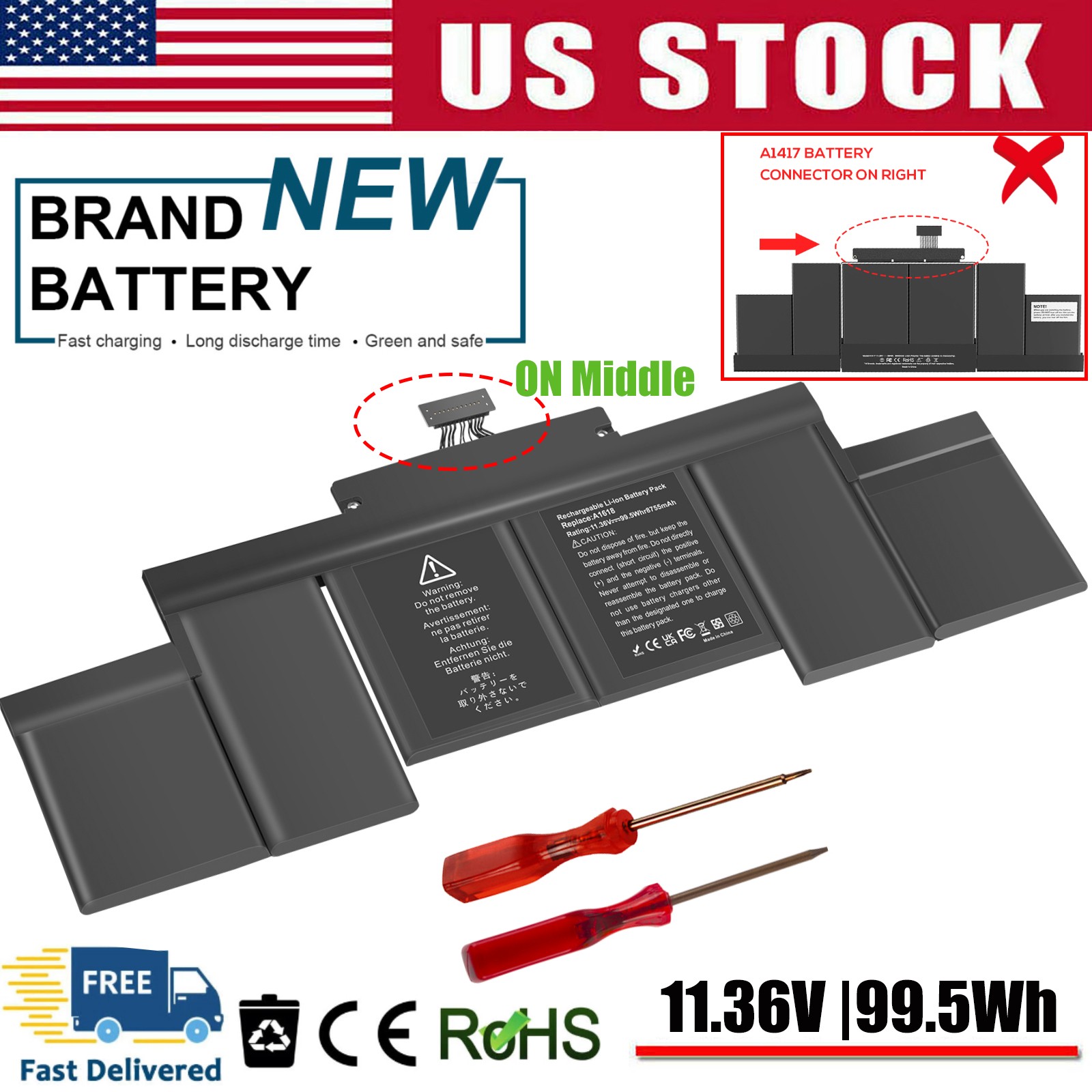 ✅LOT A1618 Battery For MacBook Pro 15 inch Retina A1398 Late 2013 Mid 2014 2015