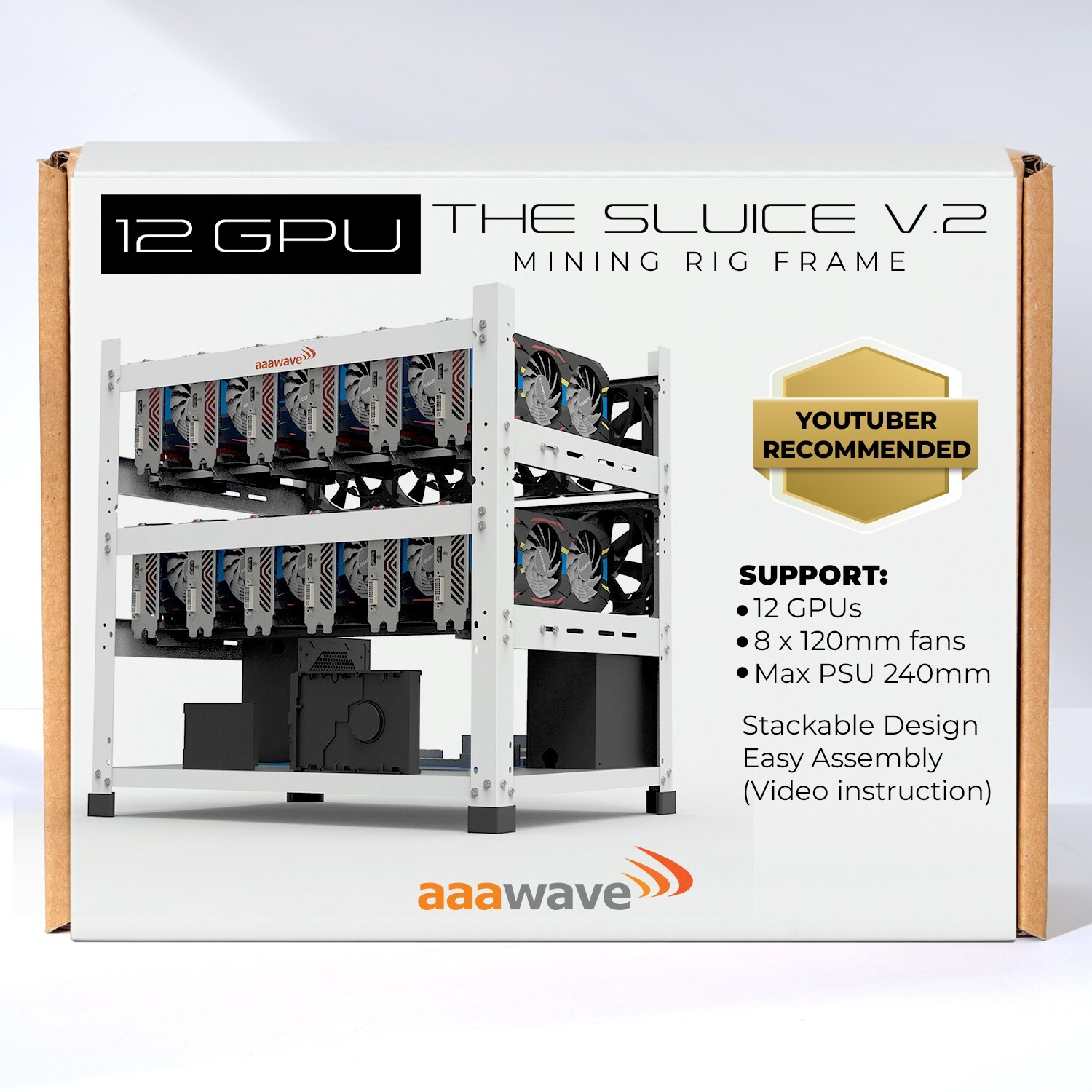 AAAwave The Sluice V2 12GPU Open Frame Mining Rig Frame Chassis