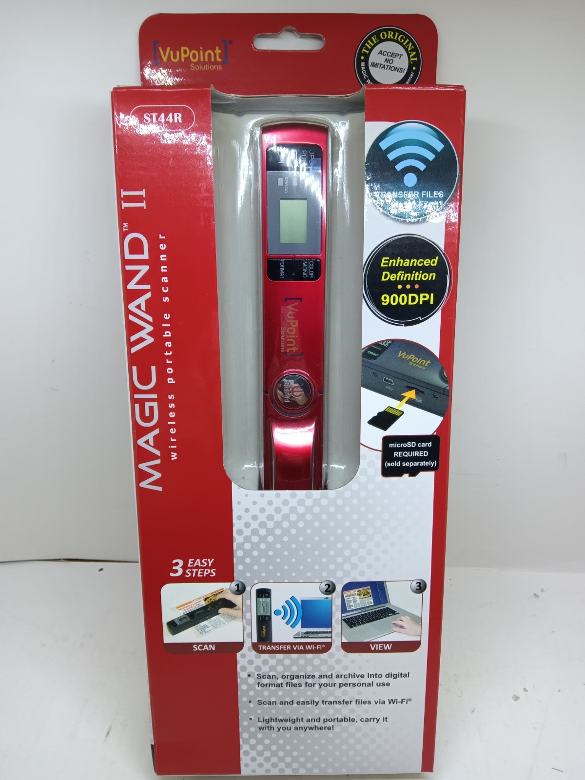 vupoint magic wand 2 Portable Scanner Red ST44R Brand New Sealed Transfer Files