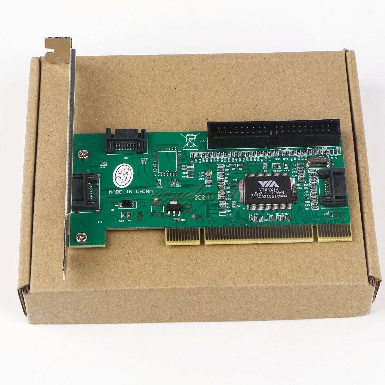 ONE New 3 Port SATA + IDE Serial HDD ATA PCI Card VIA VT6421A