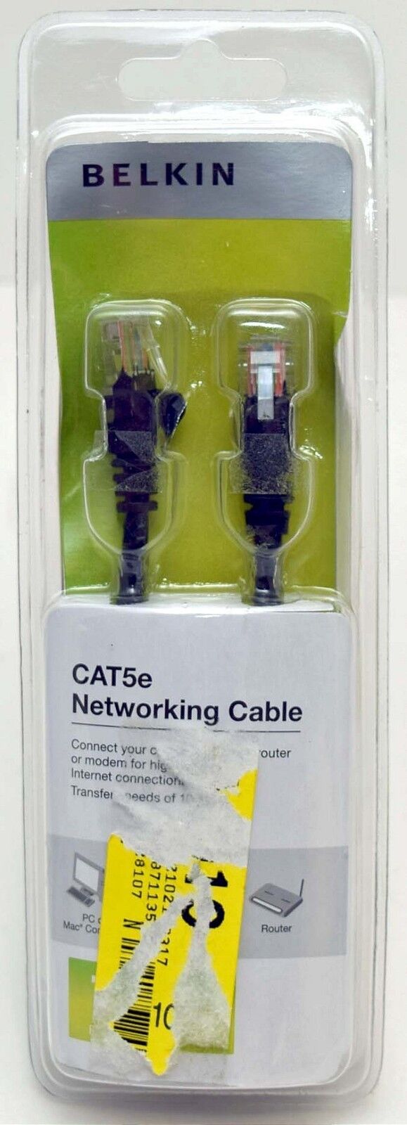 Belkin 7' ft 2.13m Cat5e Networking Ethernet Cable BLACK Router PC/Mac Computer