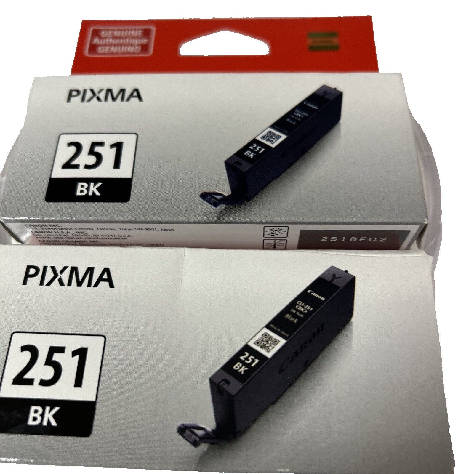 LOT OF 2 -  Genuine Canon Pixma 251 BK Black Ink Cartridges **  7DAY SALE **