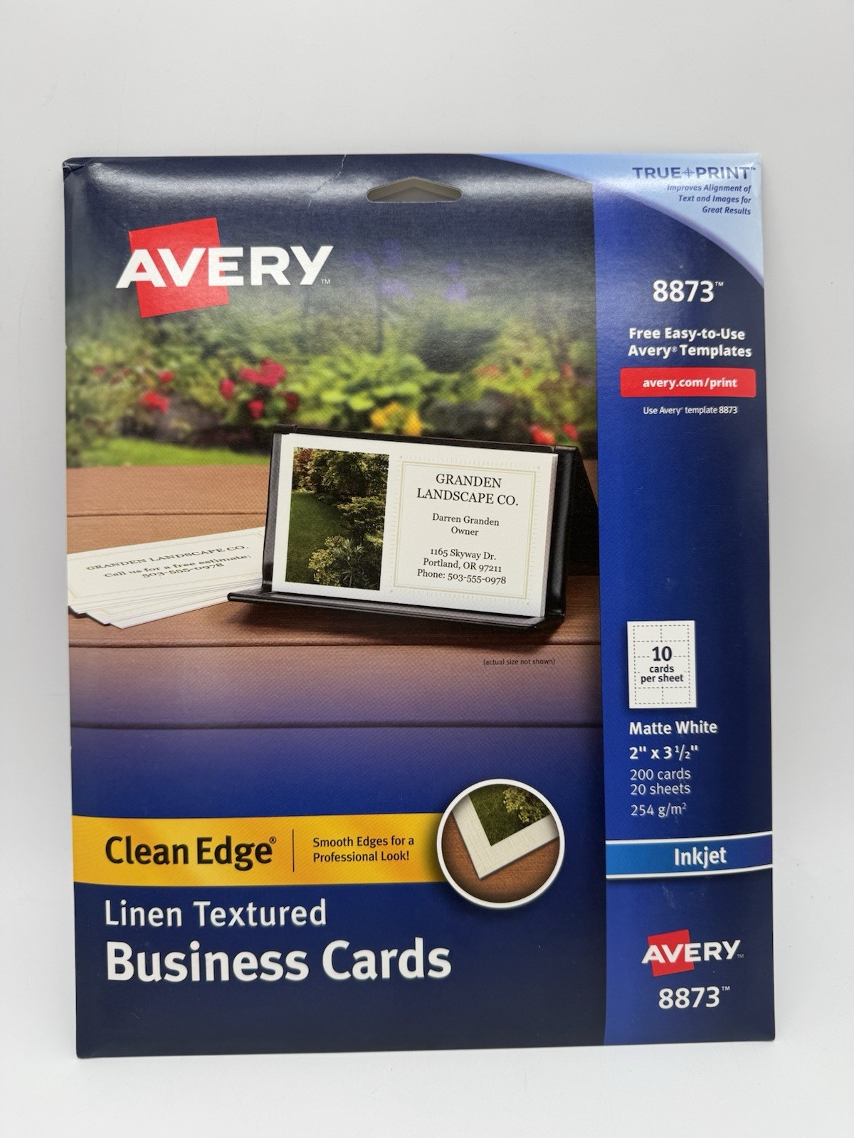 Avery Clean Edge Business Cards 2" x 3-1/2" Matte White, 200 Cards (8873)