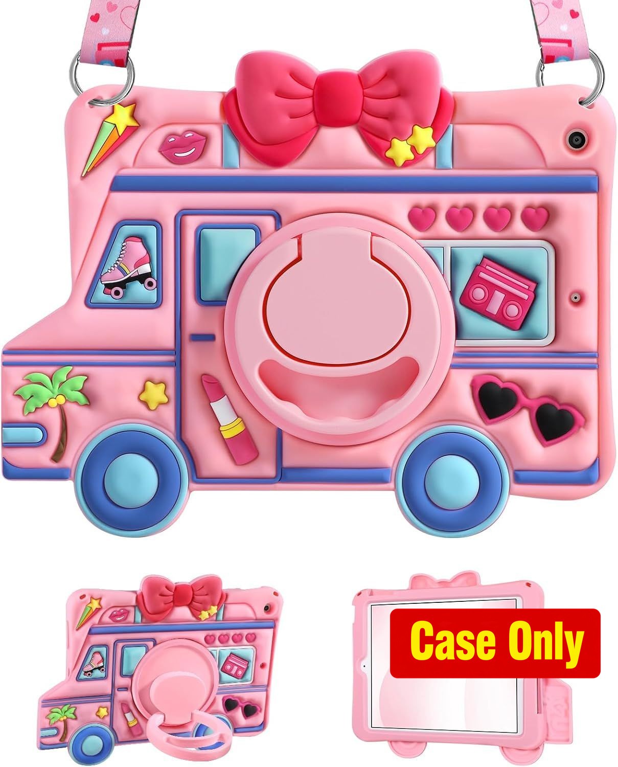 Case for iPad 9th/8th/7th Generation 10.2 Inch, Cute 3D Cartoon Design with Stan