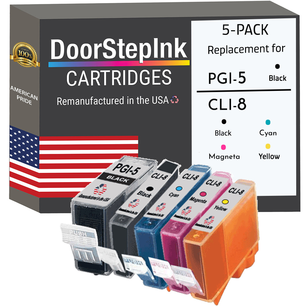 DoorStepInk Compatible Ink Cartridges For Canon PGI-5 BK and CLI-8 B,C,M,Y-USA