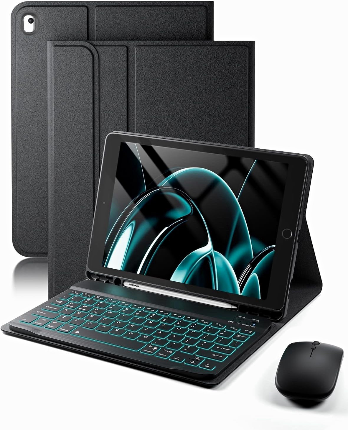 TunkArmor iPad 7th 8th 9th Gen Keyboard Folio Case Stand With Mouse
