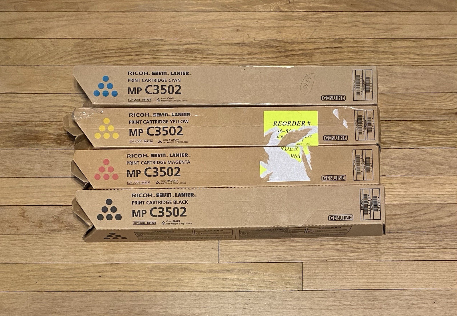OEM Ricoh Savin Lanier MP C3502 Toner Set Black Yellow Magenta Cyan OPEN BOX