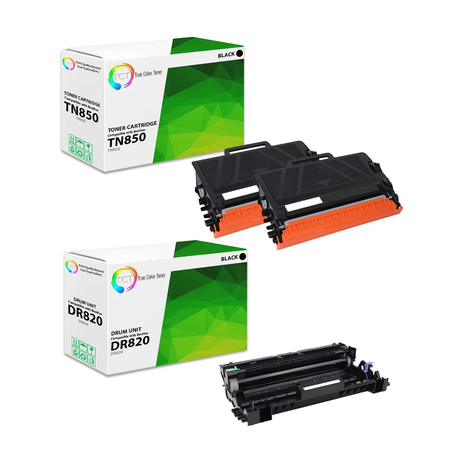 3Pk TCT Compatible TN850 & DR820 For Brother DCP-L5500DN MFC-5700DW Drum & Toner