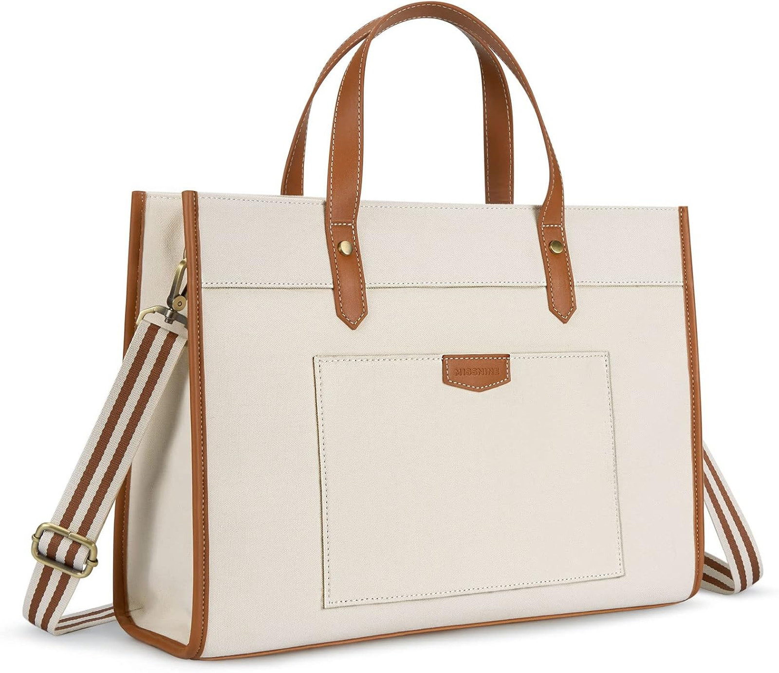 Laptop Tote Bag Canvas 15.6 Inch Work Shoulder Bag Casual Briefcase Handbag for