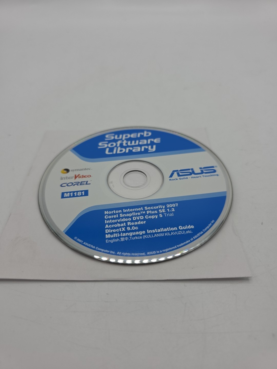 ASUS Superb Software Library M1181 CD-ROM INSTALLATION NORTON COREL SNAPFIRE