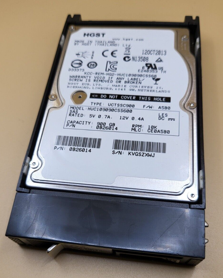 HGST EMC Isilon 900GB 10K 6Gbps 2.5" SAS HDD 403-0115-01 0B26016 HUC109090CSS600