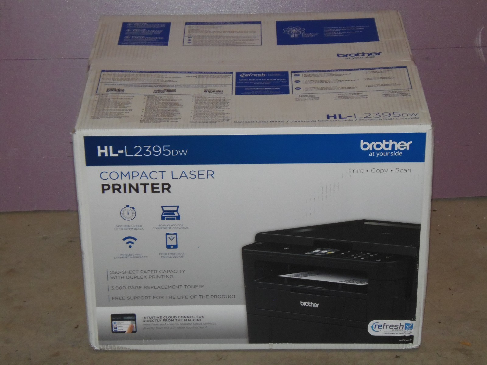 New Factory Sealed Brother HL-L2395DW Compact Monochrome Laser Printer