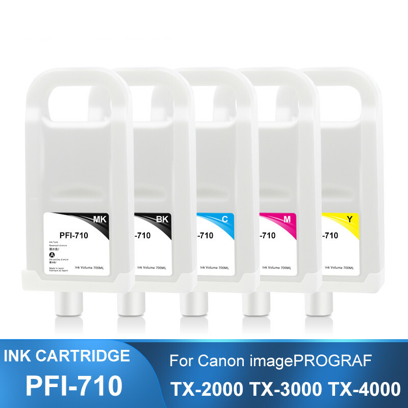 PFI-710 Refillable Ink Cartridge For Canon TX-2000 3000 4000 Printer 5Colors/Set