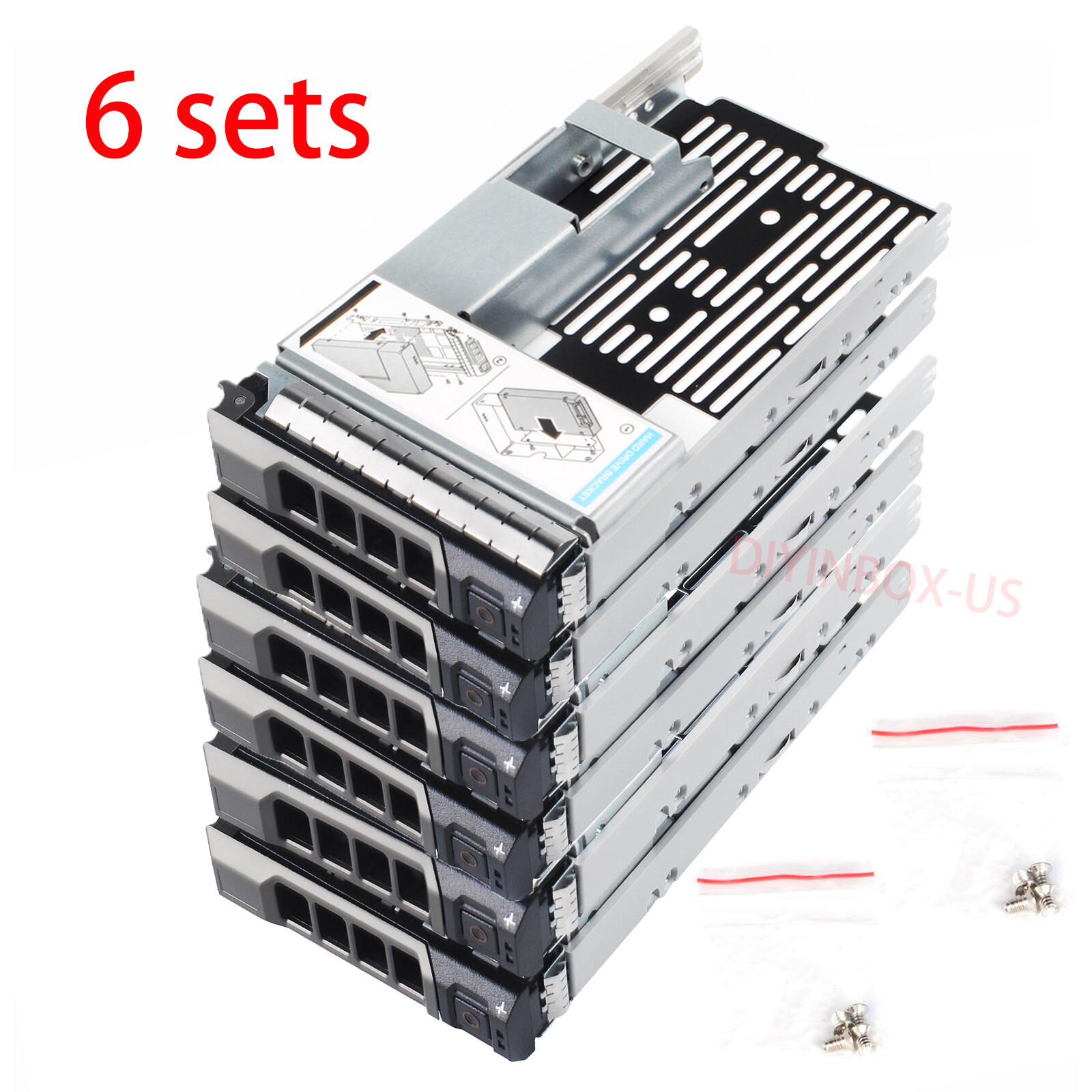 6 sets 2.5" to 3.5" Drive Tray Caddy & Adapter For Dell POWEREDGE R310 R730 T330