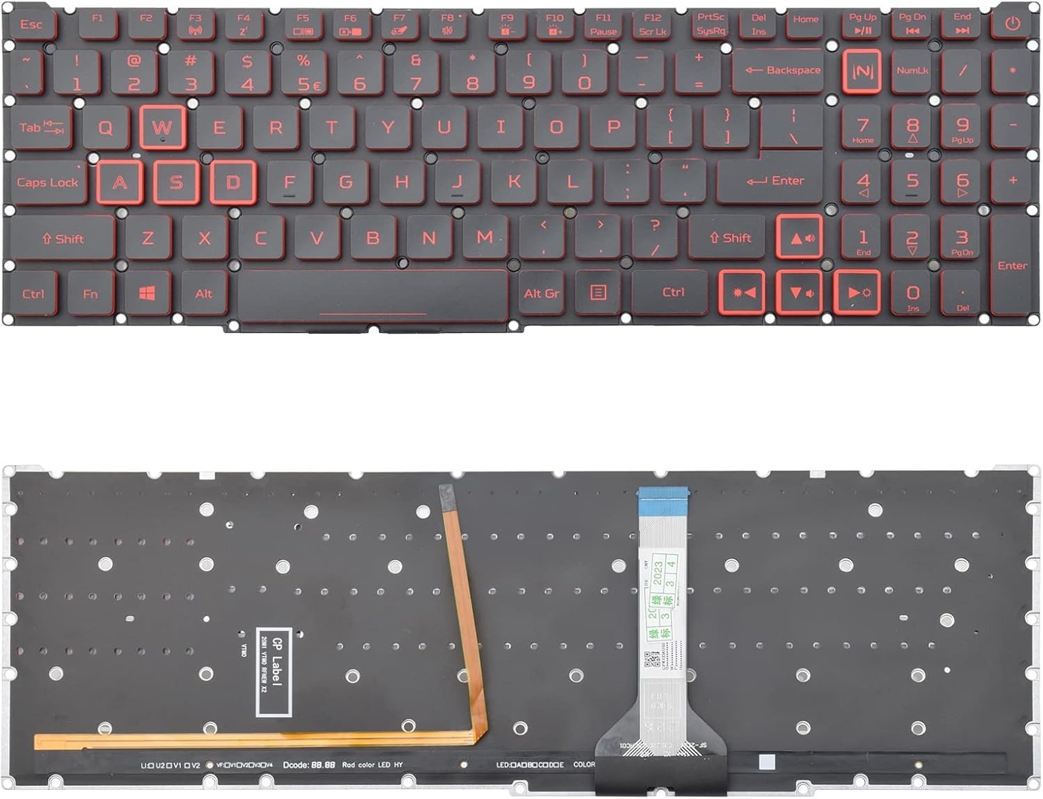 Replacement Keyboard Red Backlight Acer AN515-45 AN515-46 AN515-47