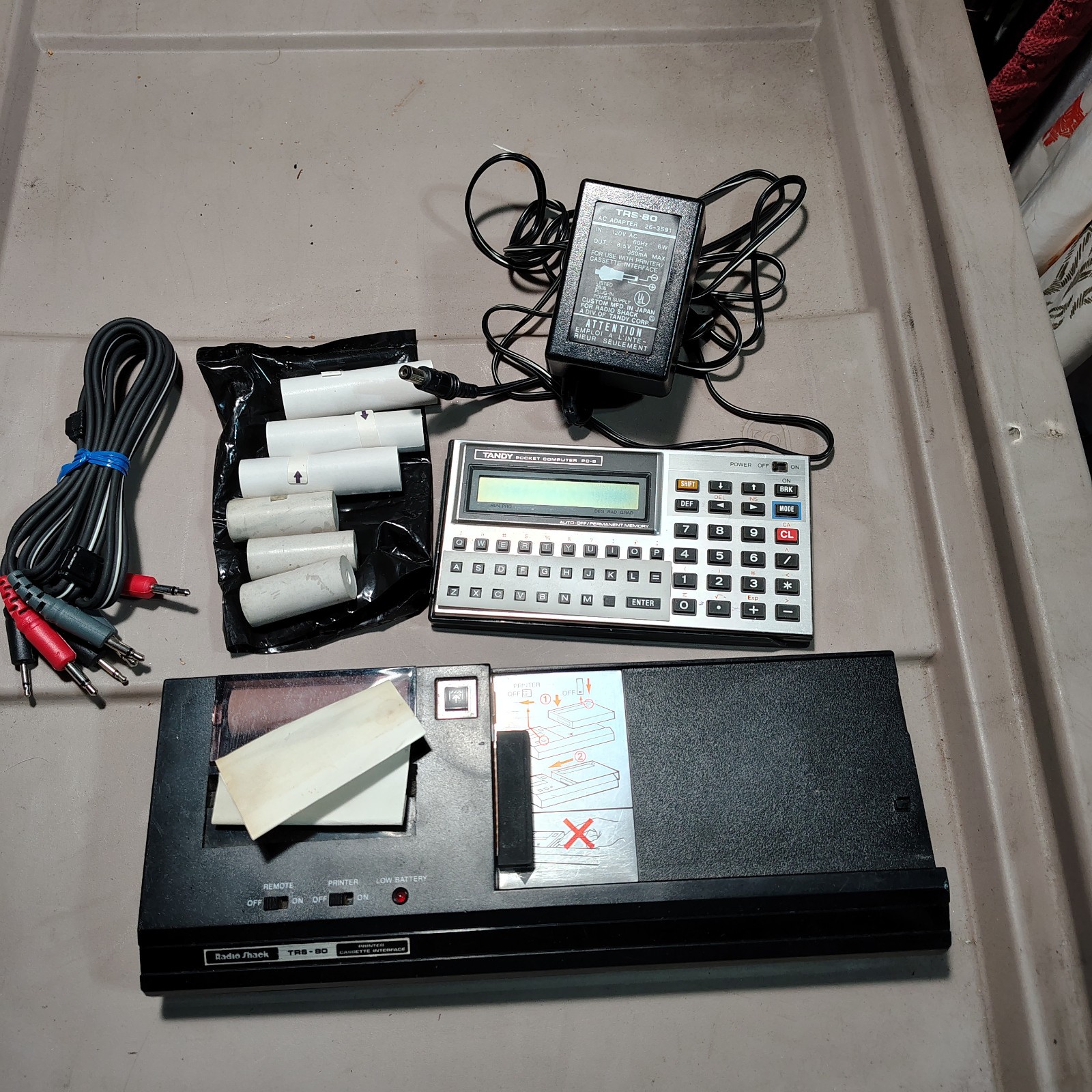 Radio Shack Printer & Cassette Interface w/Tandy PC-8 with cables FOR PARTS
