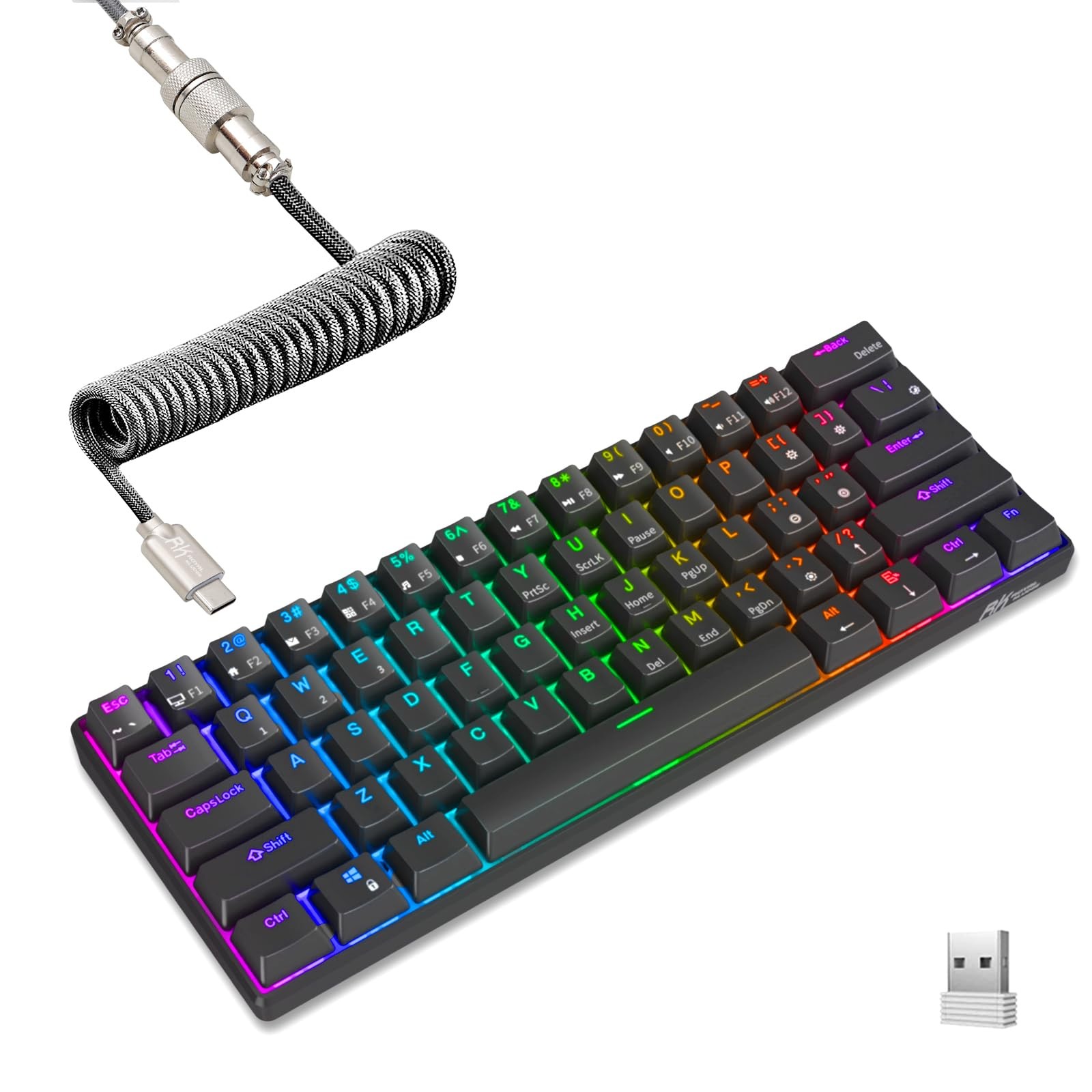 RK ROYAL KLUDGE RK61 keyboard, Black, Brown Switch