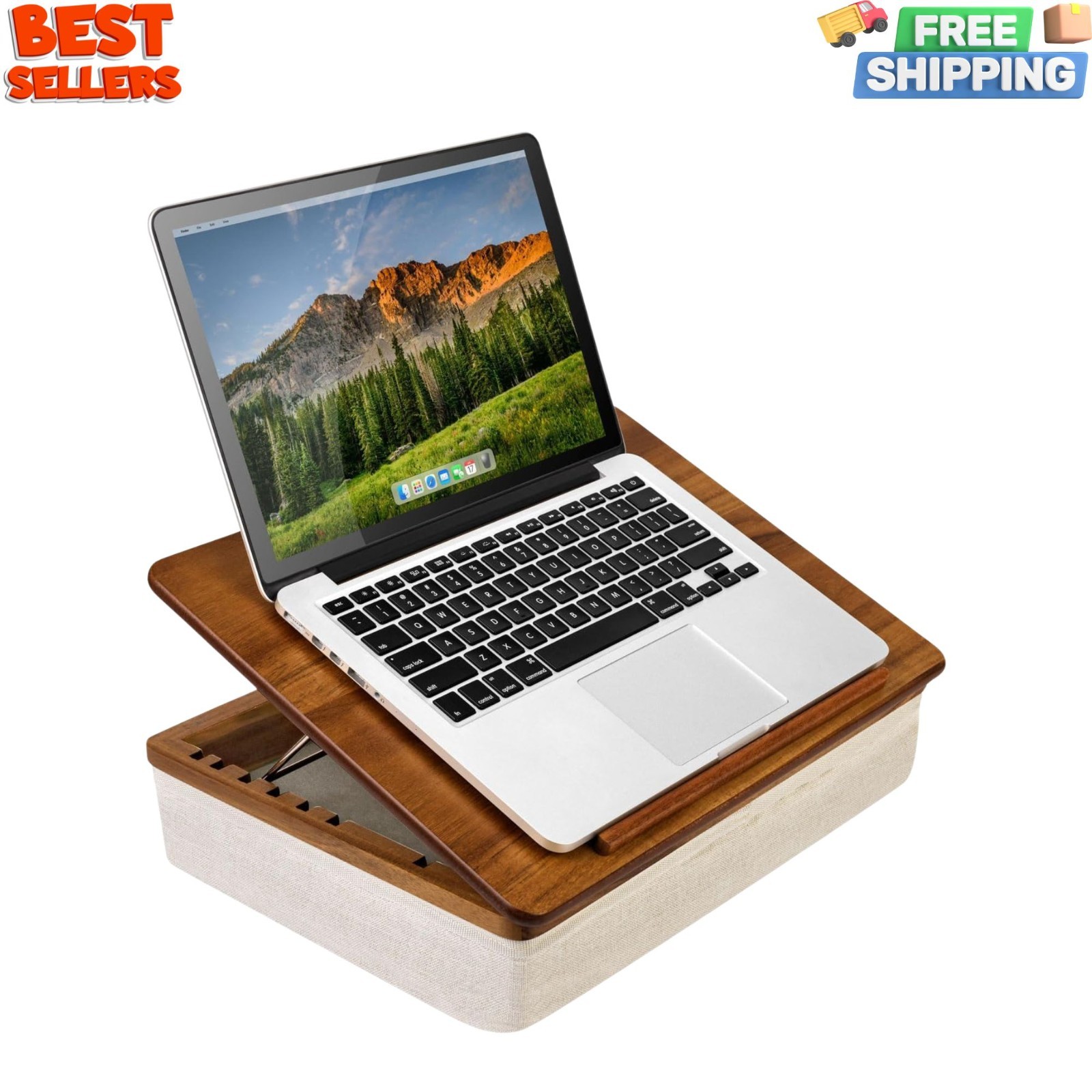  Acacia Wood Easel Lap Desk Adjustable 7-Level Laptop Stand Storage Java 15.6"