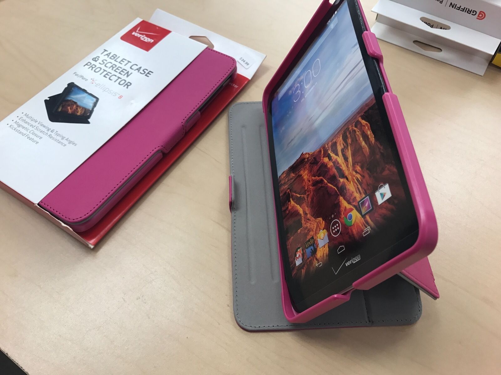 OEM Verizon Folio Stand Case for Ellipsis 8  - Pink -